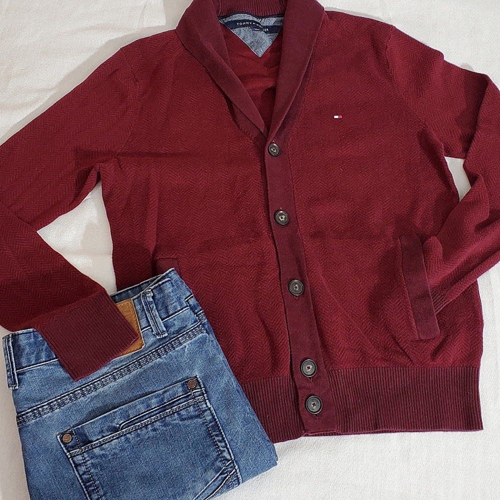 Men's Tommy Hilfiger Shawl Collar Button-up Sweater Cardigan Medium